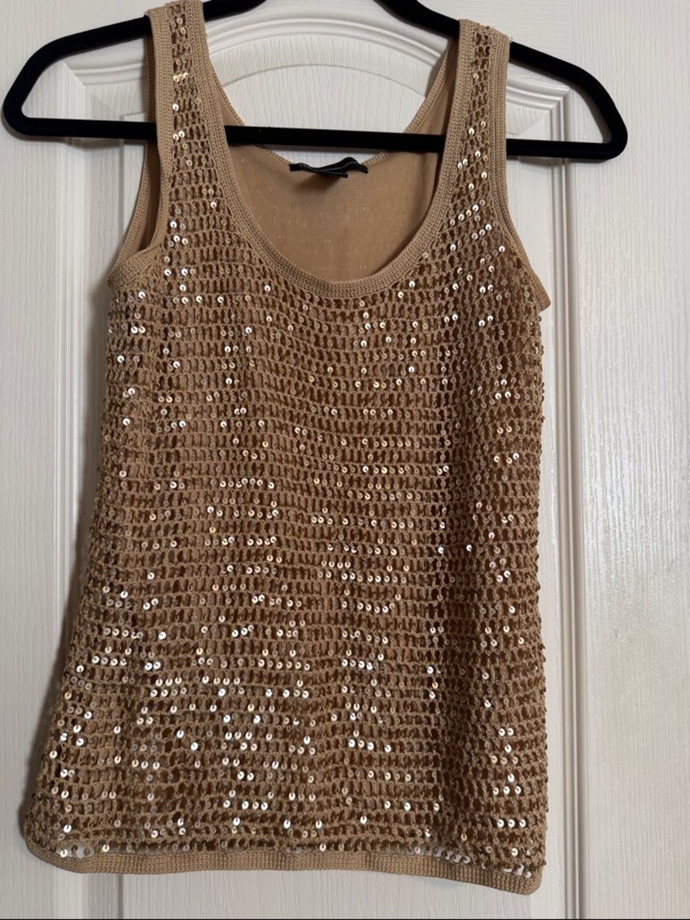 INC Sequin Knit Tank Top in Taupe